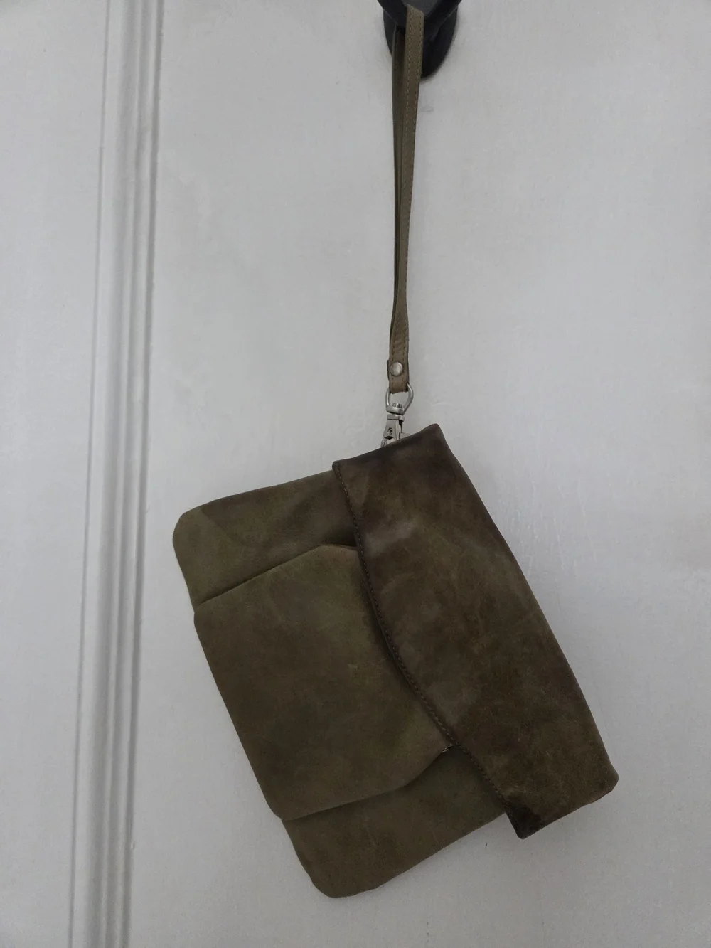 HOBO Olive Green Leather Clutch/ Wristlet